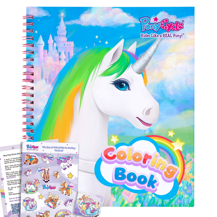 PonyCycle® Official Coloring Book - Includes 1 Full Sticker Sheet & 10 Individual Stickers