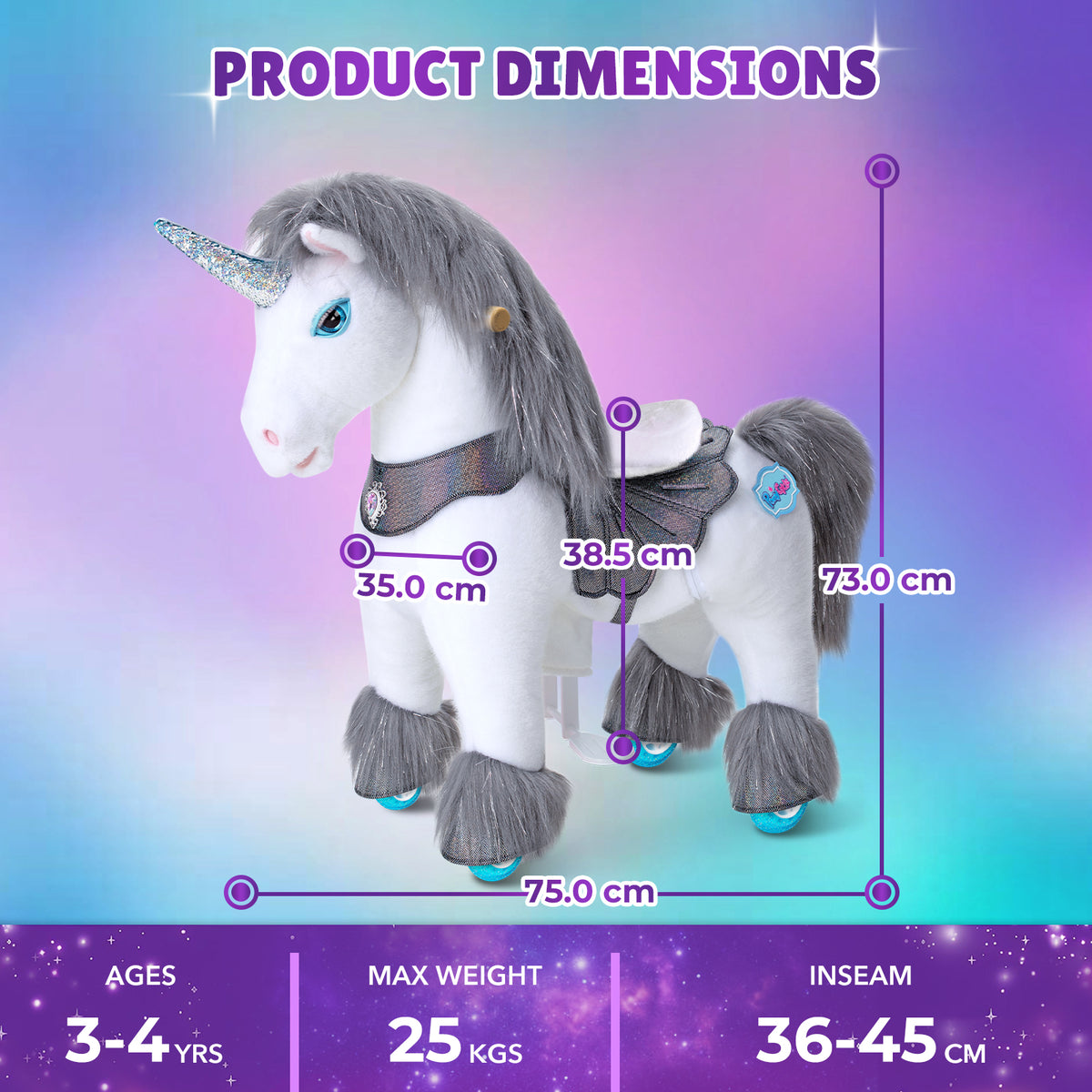 Model Y Grey Unicorn Rideable Toy for Age 3-4 - Launching October