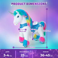 Model Y Rainbow Unicorn Rideable Toy for Age 3-4 - Launching October