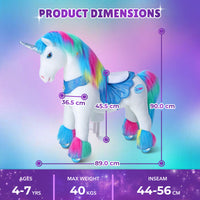 Model Y Rainbow Unicorn Rideable Toy for Age 4-7 - Launching October