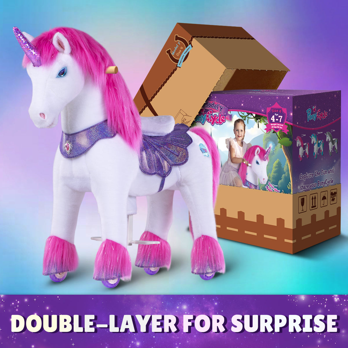Model Y Pink Unicorn Rideable Toy for Age 4-7 - Launching October