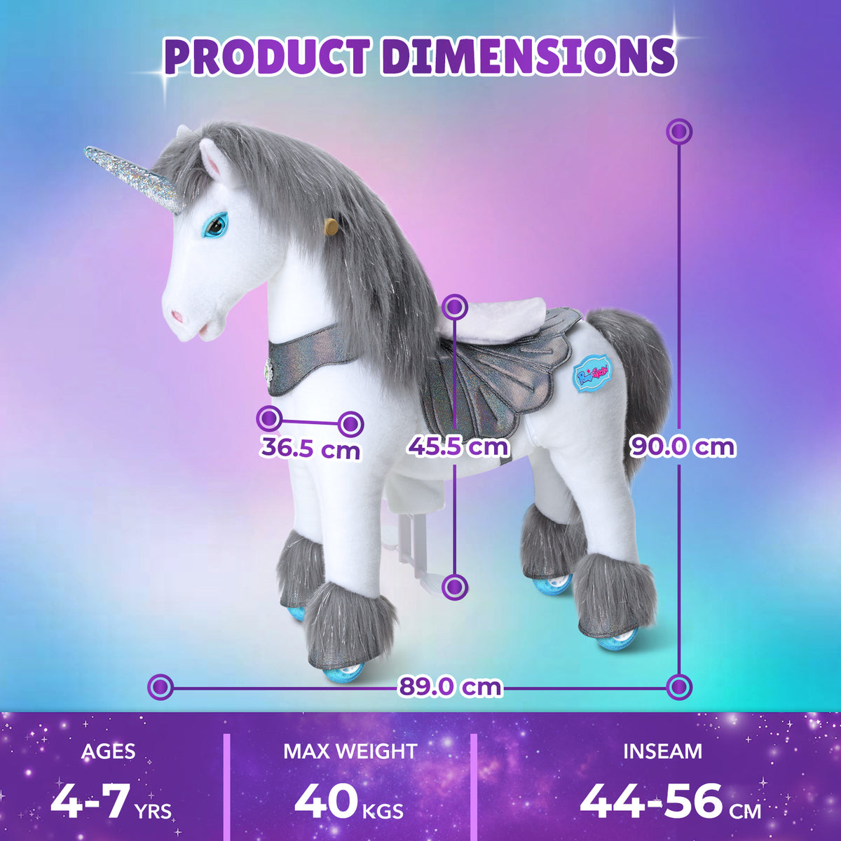 Model Y Grey Unicorn Rideable Toy for Age 4-7 - Launching October