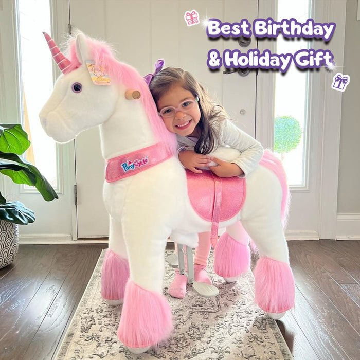 Ride-on plush unicorn Age 4-7 Pink（UK&EU in Stock）
