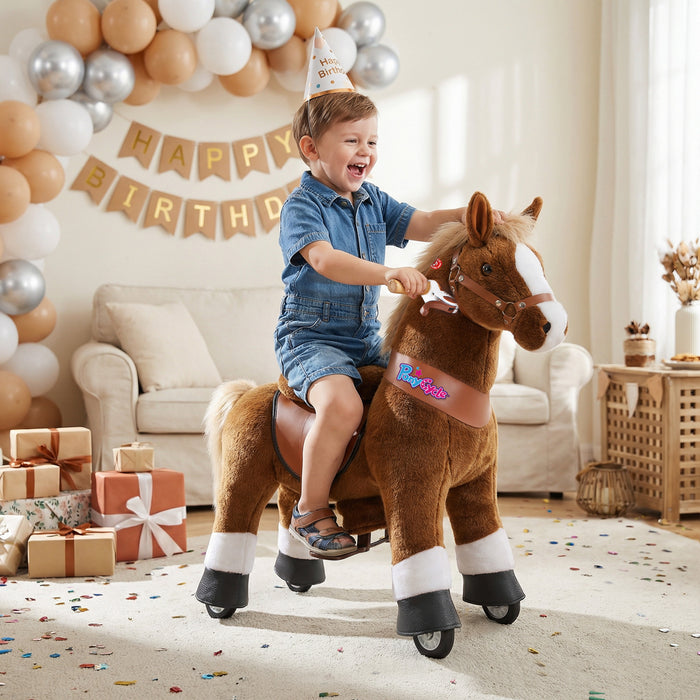 Ride-on pony toy Age 3-4 Brown（UK&EU in Stock）
