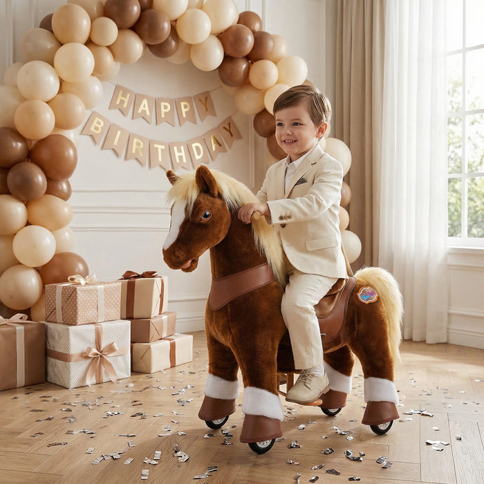 Model Y® Brown Horse Rideable Toy for Age 3-4（UK&EU in Stock）