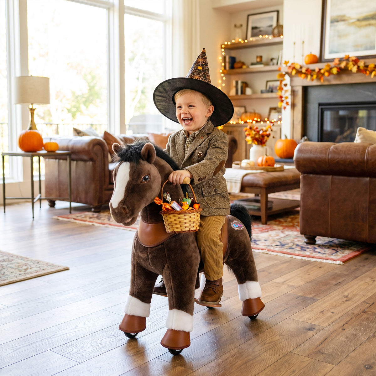 Caballo marrón chocolate Modelo Y®, juguete montable para niños de 3-4 años