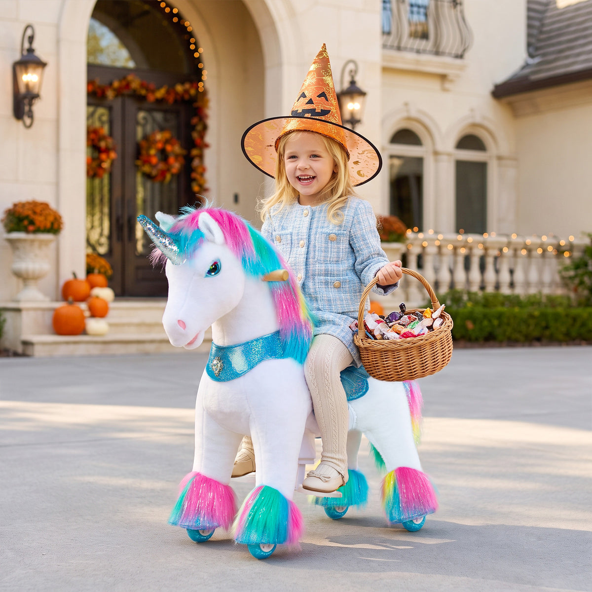 Juguete montable de unicornio arcoíris Modelo Y® para niños de 3-4 años