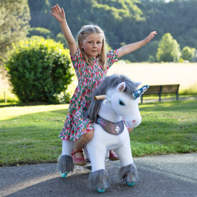 Model Y Grey Unicorn Rideable Toy for Age 3-4 - Launching October