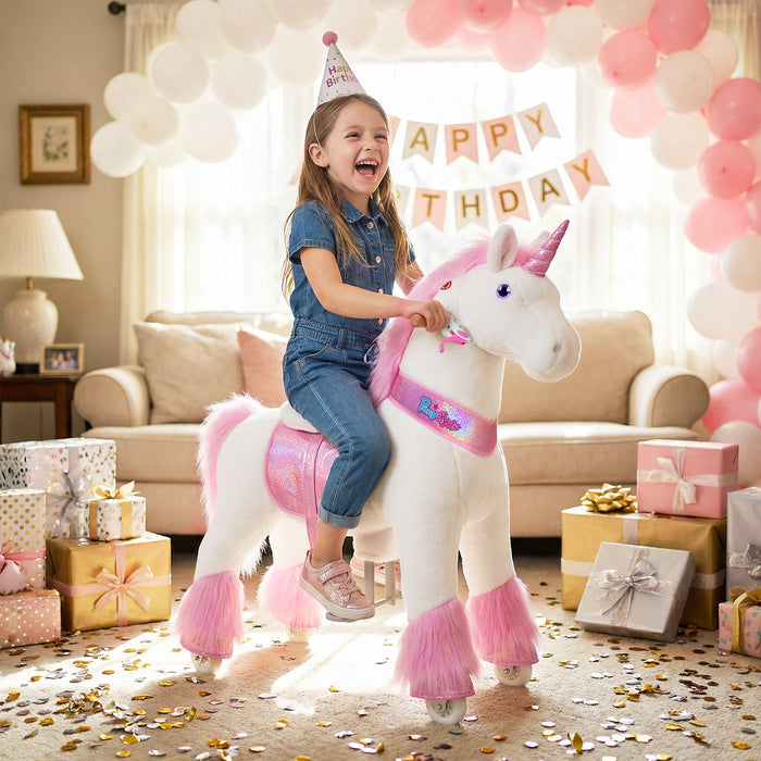 Ride-on plush unicorn Age 4-7 Pink（UK&EU in Stock）