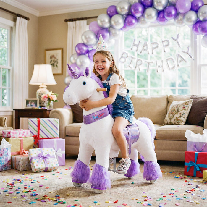 Ride-on Plush Unicorn Age 4-7 Purple（UK&EU in Stock）