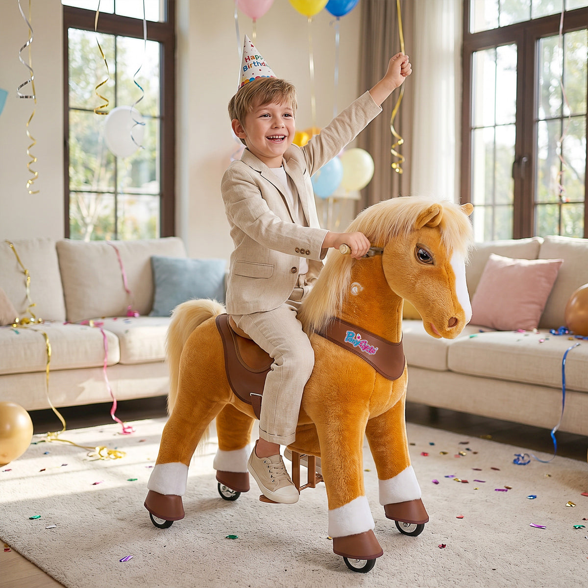 Cheval brun clair Modèle Y®, jouet à monter pour les 4-7 ans