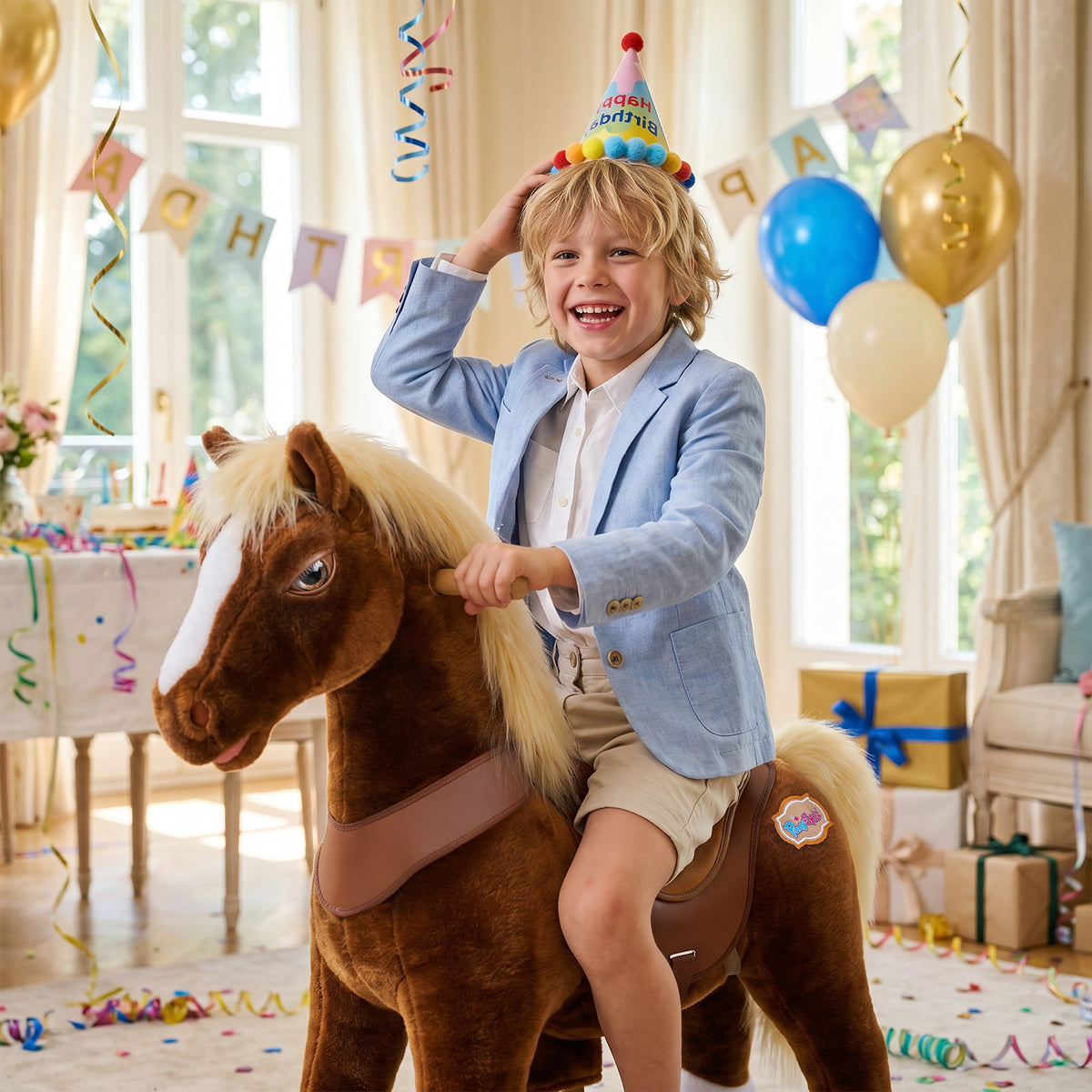 Cheval brun Modèle Y®, jouet à monter pour les 4-7 ans
