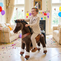 Model Y® Chocolate Brown Horse Rideable Toy for Age 4-7（UK&EU in Stock）