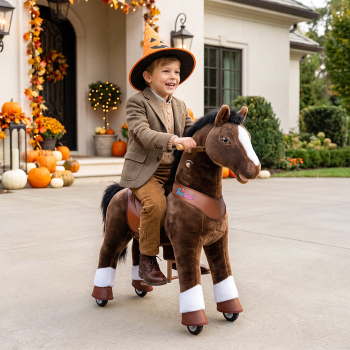 Caballo marrón chocolate Modelo Y®, juguete montable para niños de 4-7 años