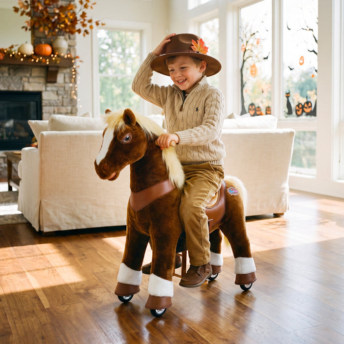 Juguete montable de caballo marrón Modelo Y® para niños de 4-7 años