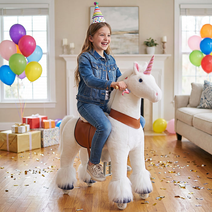 PonyCycle® Ride on Unicorn Size 5 for Age 7+ White（UK&EU in Stock）