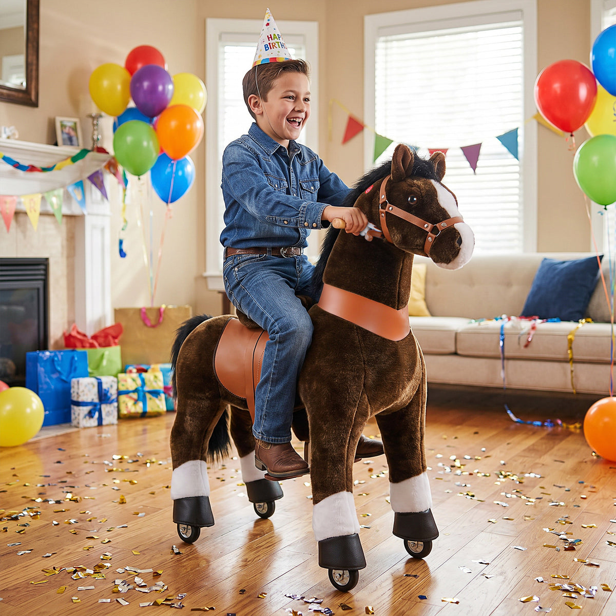 PonyCycle® Ride on Horse Size 5 for Age 7+ Chocolate（UK&EU in Stock）