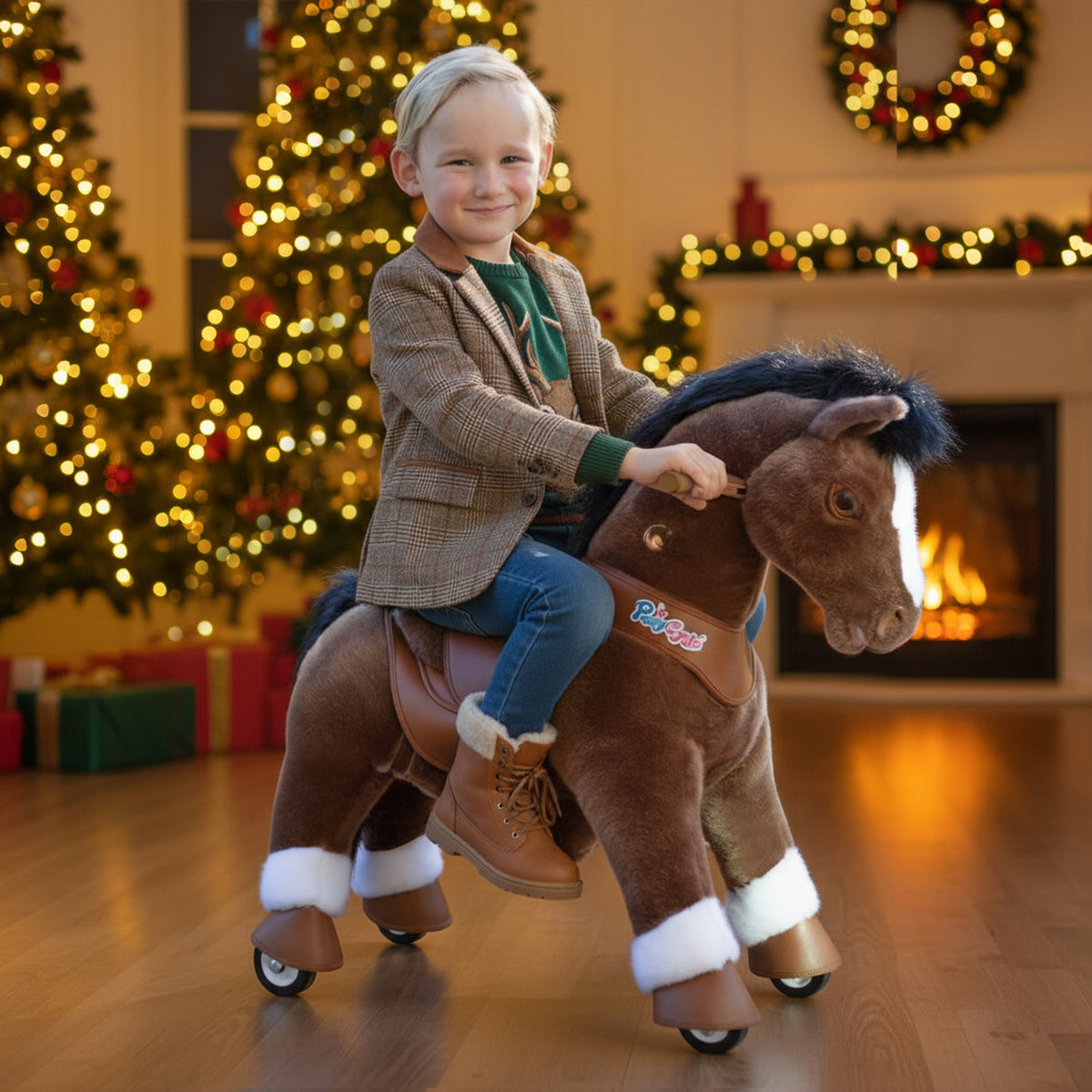 Model Y® Chocolate Brown Horse Rideable Toy for Age 3-4（UK&EU in Stock）