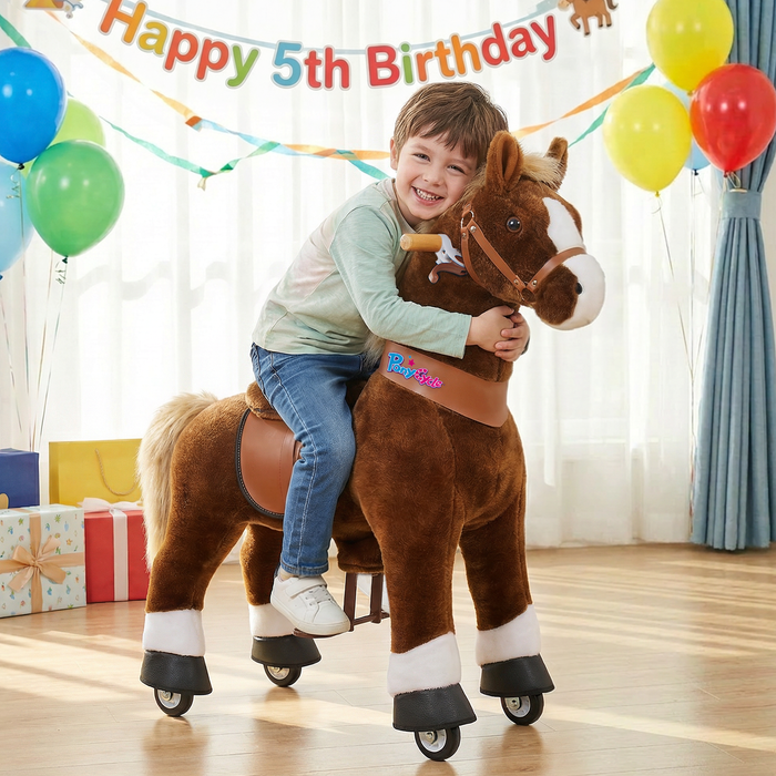 Ride-on pony toy Age 4-7 Brown（UK&EU in Stock）