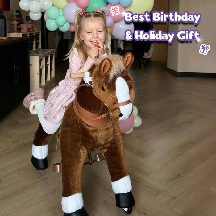 Ride-on pony toy Age 3-4 Brown（UK&EU in Stock）
