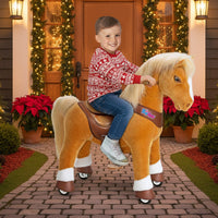 Model Y® Light Brown Horse Rideable Toy for Age 4-7（UK&EU in Stock）