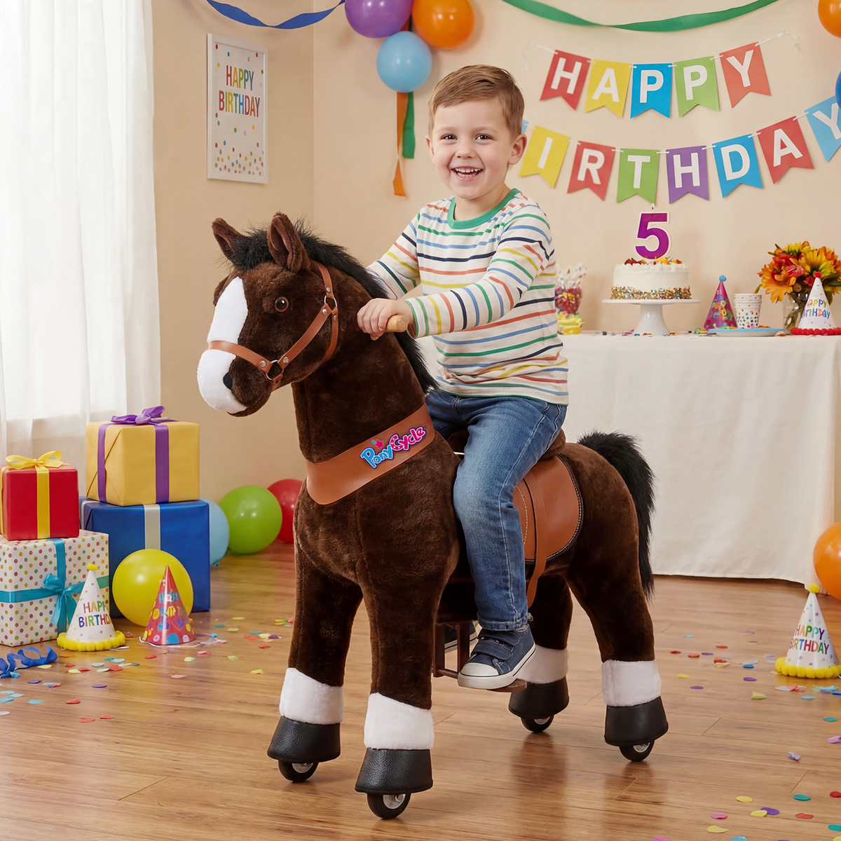 Riding horse toy Age 4-7 Chocolate（UK&EU in Stock）