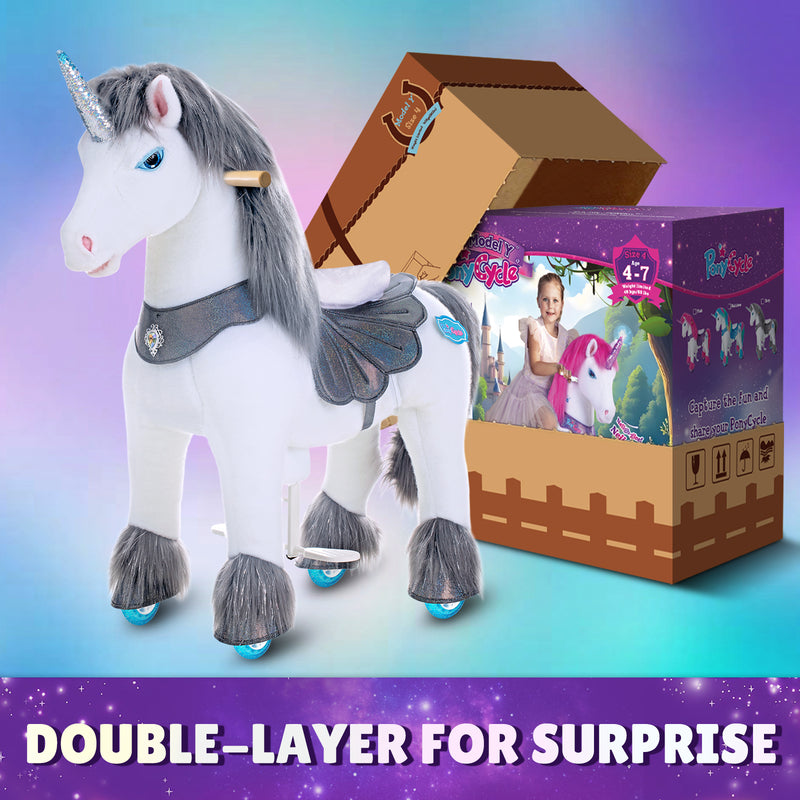 Model Y Grey Unicorn Rideable Toy for Age 4-7 - Launching October