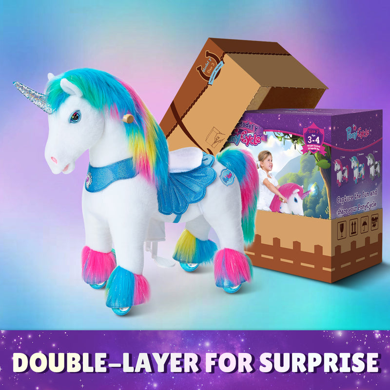 Model Y Rainbow Unicorn Rideable Toy for Age 3-4 - Launching October