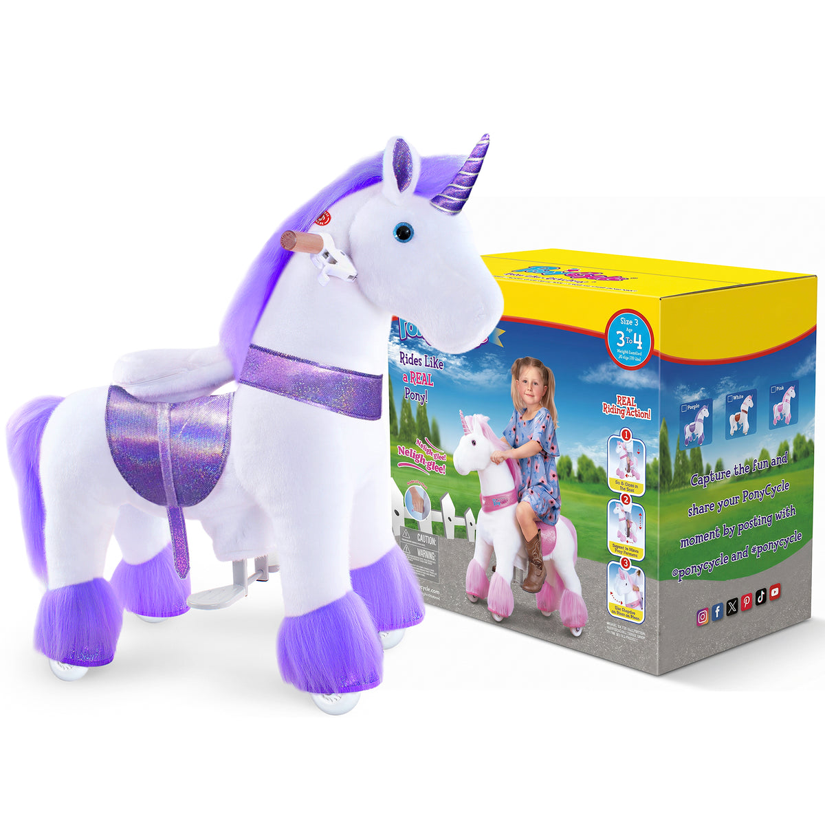 Ride-on Unicorn Age 3-4 Purple（UK&EU in Stock）
