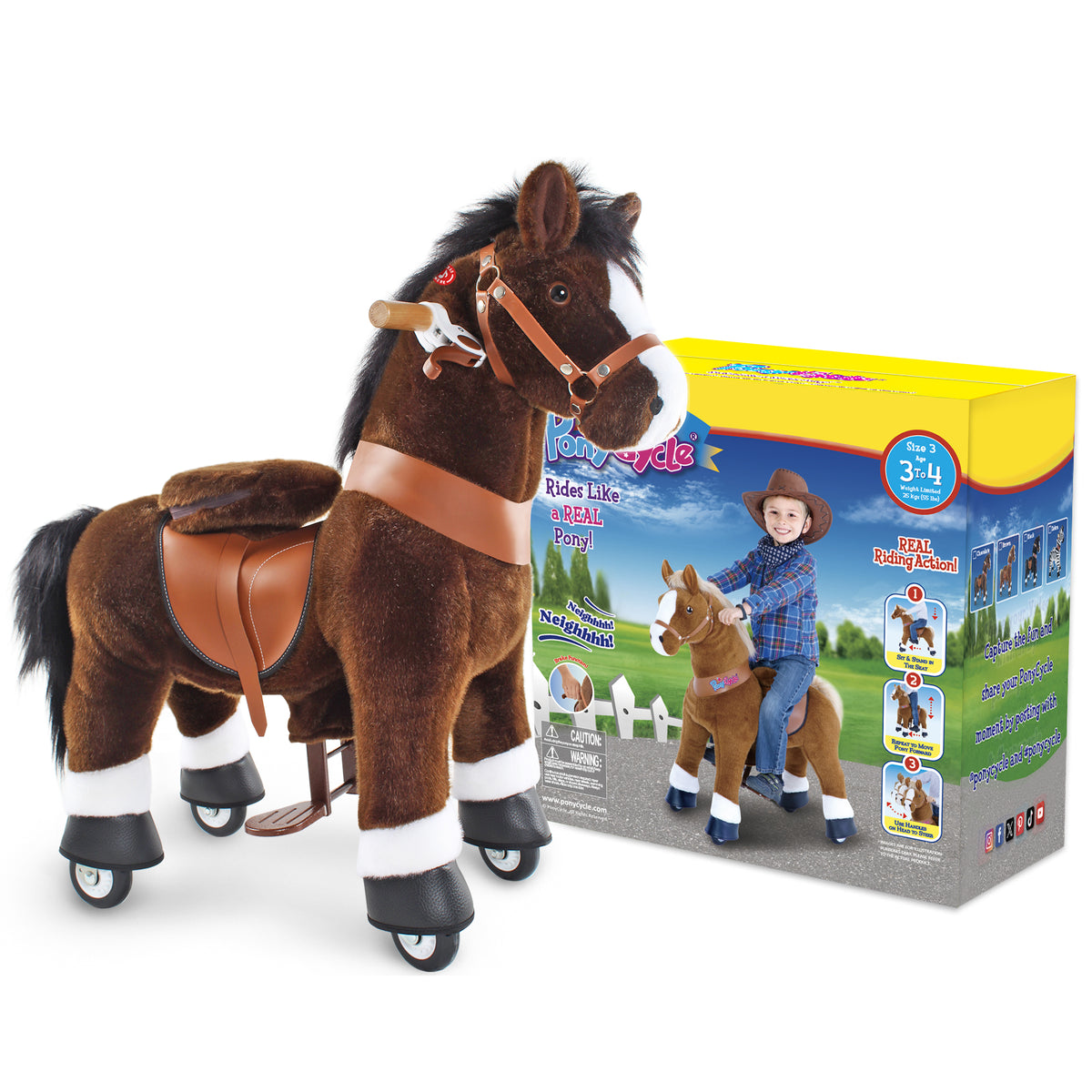 Ride-on horse toy Age 3-4 Chocolate（UK&EU in Stock）