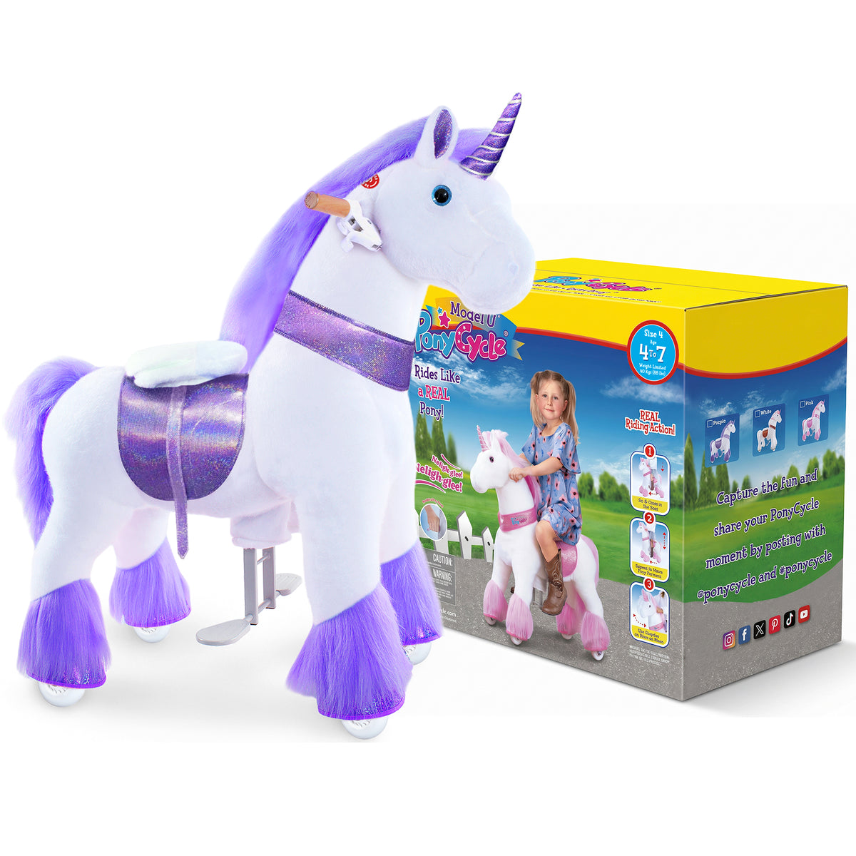 Ride-on Plush Unicorn Age 4-7 Purple（UK&EU in Stock）