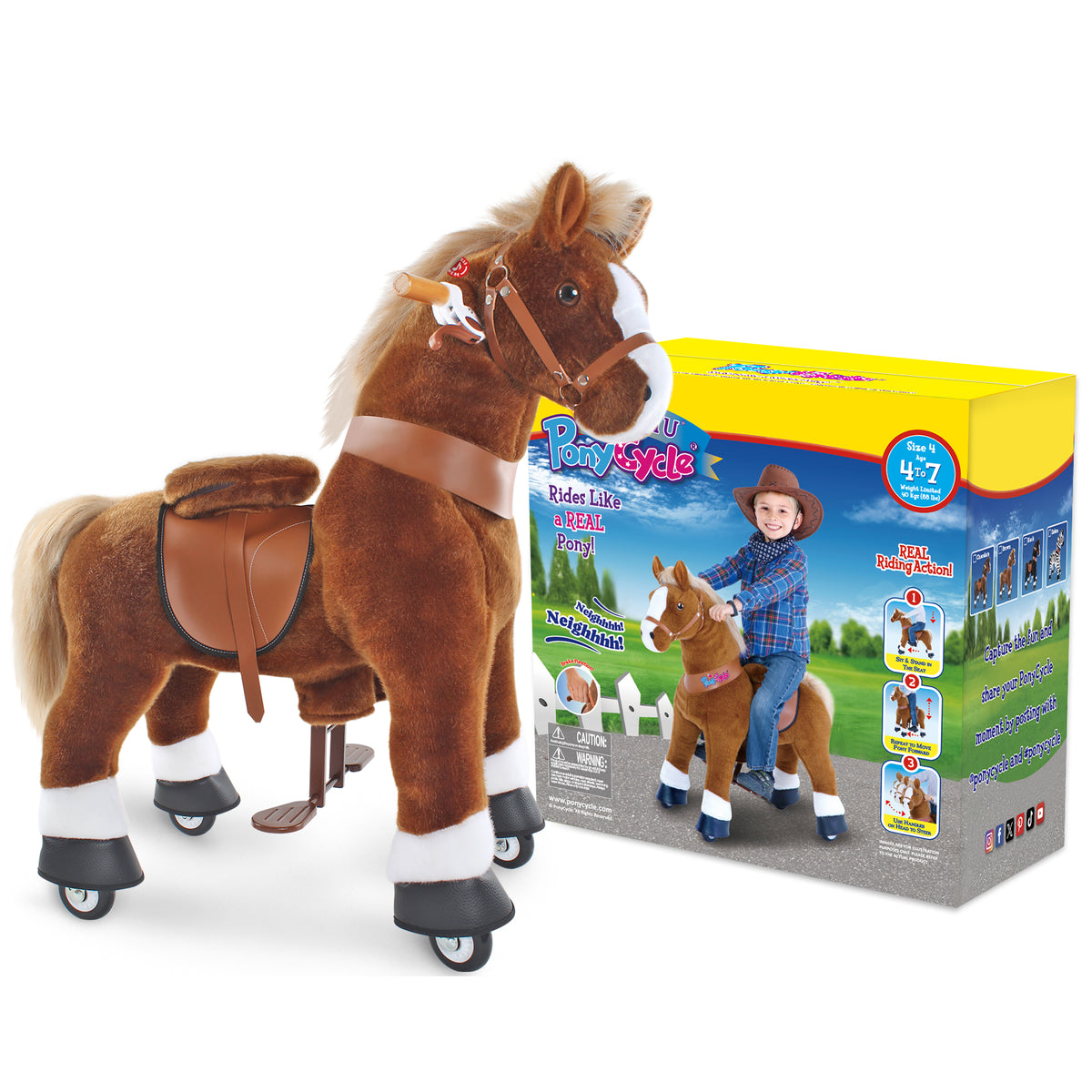 Ride-on pony toy Age 4-7 Brown（UK&EU in Stock）