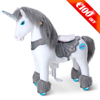 Model Y® Grey Unicorn Rideable Toy for Age 4-7（UK&EU in Stock）